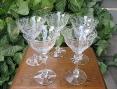 Tiffin Franciscan June Night 6.5 in Champagne Sherbet Glasses Set of 5 MINT!