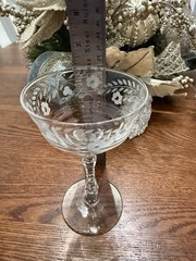 Set Of 2 Vintage Libbey Rock Sharpe Halifax Etched Champagne Sherbet Glasses