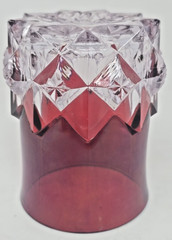 Victorian ruby stained 4″ Tall Ohara Diamond tumbler EAPG U174