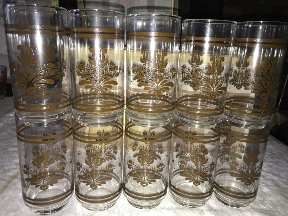 PFALTZGRAFF Libbey VILLAGE Pattern GLASSWARE Set of 10 Cooler GLASS 16oz TUMBLER