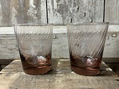Pair Of Libbey Crystal Lrs51 Light Purple Swirl Design Excellent Condition