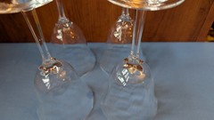 4 Lenox Allure crystal water glass goblets, petal stem, optic crystal, 7 5/8″