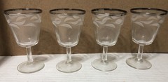 4 mcm Silver Rim 5 “ Juice Glasses Dorthy Thorpe Style Wine Glass
