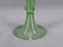 German Bohemian Blown Green Glass & Gilt 6 5/8 Inch Roemer Hock Wine Glass