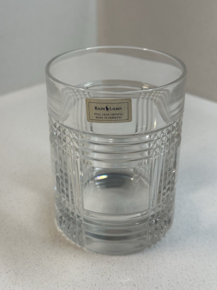 Ralph Lauren Full Lead Crystal Double Old Fashioned Glass Made in Germany Chip