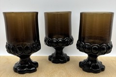 Vintage Tiffin Franciscan Madeira Smoke Brown Juice Goblets 4-7/8” Tall Lot Of 3