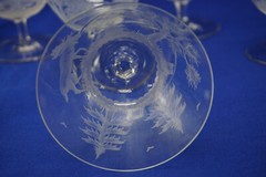 Hunt Safari Animal Scenes-(6) Low Sherbet Champagne Glasses, 3 3/8″ -LOT B (B61)