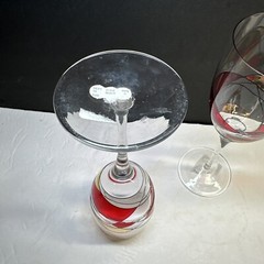 2 Euroglass Milano Romania Mosaic Stained Crystal 9 3/4” Wine/Mimosa