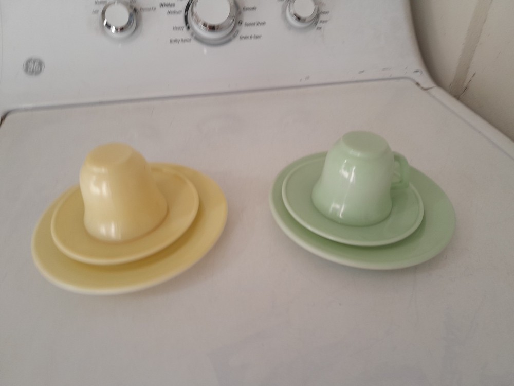 Vintage Hazel Atlas Little Hostess Child’s Tea Set (6) Pastel Moderntone Pattern