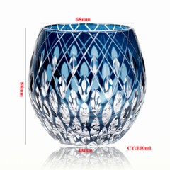 1 Set Round 5Colors Whiskey Glasses Japanese Edo Kiriko Hand Cut To Crystal 11oz