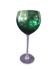 Lenox Holiday Gems Emerald Green Balloon Wine Glass Clear Stem and foot, nwt