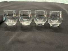 MCM Silver Striped Cordial Glasses by Anchor Hocking – Set of 4