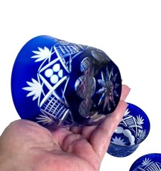 Edo Kiriko Cobalt Blue Cut to Clear Crystal Drinkware Set