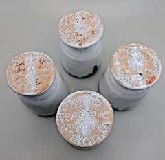 JB Cole Nell Cole Graves Seagrove Pottery, NC Set of Four Cups Marked Age 85