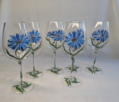 Villeroy & Boch Blue Flora Hand Painted Wine Glass 10.25 Tall Stemware (1)