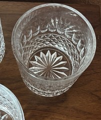 SET OF 3 VINTAGE LAUSITZER LEAD CRYSTAL ROCKS GLASSES LIQUOR BARWARE GERMANY WOW