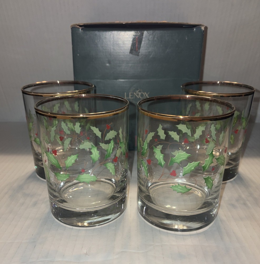 Lenox HOLIDAY Gold Double Old Fashioned Set Of Four Never Been Used BRAND NEW