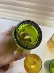 Yellow Green Set 4 Juice Cocktail Glasses Vintage Woven Boho Coaster Sleeves