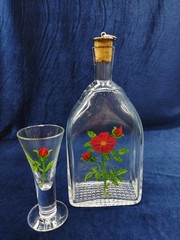 Vintage Glass Carafe And Goblet Set 24x10cm 10.5cm