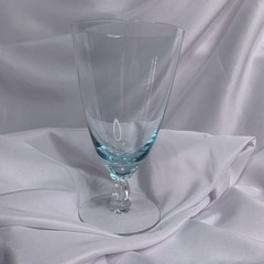 Vintage FOSTORIA Rhapsody Crystal Water Ice Tea Goblet Turquoise Blue Glass Cup