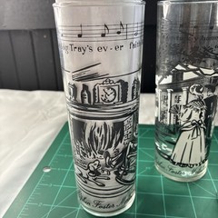 Vintage Set Of 3 Stephen Foster Melodies, Way Down Up-on De Swanee River Glasses