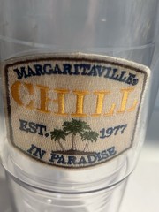 MARGARITAVILLE CHILL IN PARADISE TRAVEL MUG TERVIS JIMMY BUFFETT EST 1977 W/LID