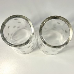 Vintage 1935 Kraft Swanky Swigs Black Circle Dot Glasses Juice Tumblers Set of 2
