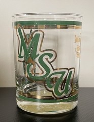 Vintage MSU Michigan State University Spartans Beaumont Tower Rocks Glass