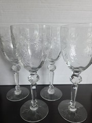 Vintage Heisey Water Goblets Wine Glasses 8.5 Inches Tall Set Of 4