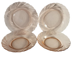Vereco Duralax Swirl Pink Bowl and Plate Set Of 2 Each Vintage