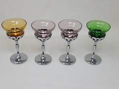 Set of 4 Farber Brothers Krome Kraft Cambridge Glass Morgantown Liquor Cocktail