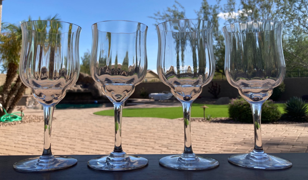 Baccarat Crystal Capri Optic Water Goblets 6 5/8″ Set of 4 Mint