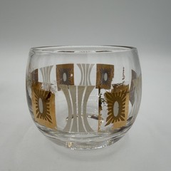 Vintage Mid-Century Modern Fred Press Glass Cocktail Caddy Set Sun Block Pattern