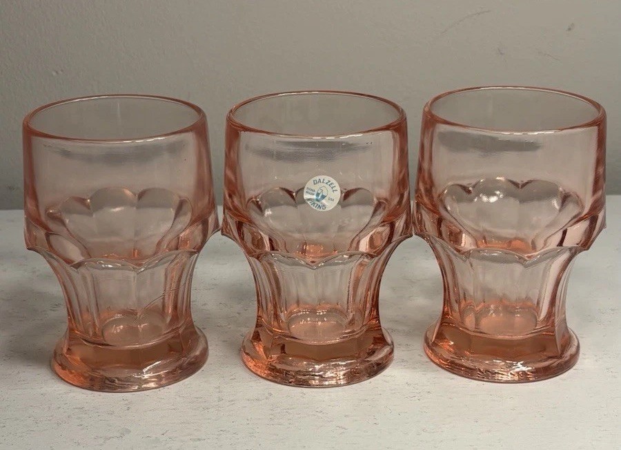 Vintage Dalzell Viking Arlington Pink Flat Tumblers set of 3