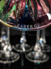 Faberge Odessa Crystal Colored Wine Glasses set measure 8 3/8″ H in Faberge case