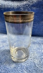 VTG Set of 4 Silver Colored Rim High Ball Tumbler Glasses