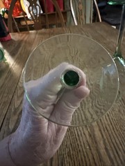 Vintage Green Wine Glass Etched Grapes Fruit Long Stemmed Vtg Stemware Lime 8.5″