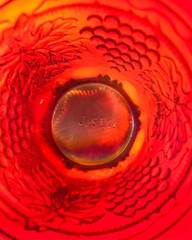 Vintage Joe St. Clair, Grape & Cable, Red Carnival Glass Tumbler