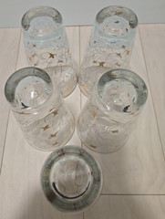 Set 5 MCM Libbey Royal Fern Glasses Tumblers Gold Leaves Etched 12 oz