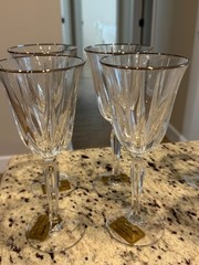 Set of 8 Noritake Vendome Platinum Trim Crystal Stemware – Wine Water glasses
