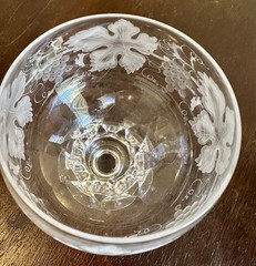 Set of 3 Val St Lambert Vignes Crystal Water Wine Goblets Glasses Signed Belgium