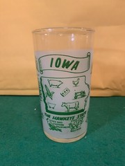 1950’s HAZEL ATLAS IOWA FROSTED STATE SOUVENIR DRINKING GLASS VINTAGE ANTIQUE