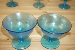 Stretch Glass Fenton? Celeste Blue (6) Sherbet or Champagne Glasses, 3 1/2″ S13