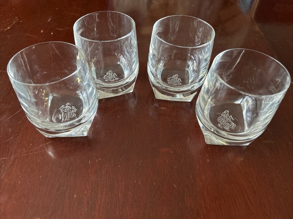 FINAL Set/4 Rare Embossed Smith & Wesson Hvy Crystal Whiskey Rocks Glasses. VGUC