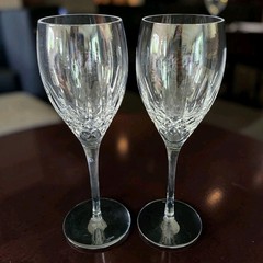 Set Of 2 Miller Rogaska Tulipe Crystal Wine Glasses High End Glassware EC 9″T