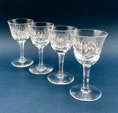 4pc Set Nachtmann Gorham Crystal Cherrywood Cordial Glasses /b