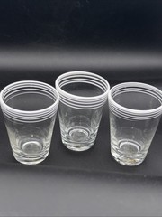 Rare Anthropology Hand Blown Juice Glasse 8oz, Brilliant White swirl Set Of 3