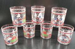 7 Epoch Holiday Joy Double Old Fashioned Set Vintage Christmas Drink Glasses Lot