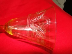Morgantown Glass 8.25″ Water Stem, Heirloom, Topaz, w/unknown Needle Etch