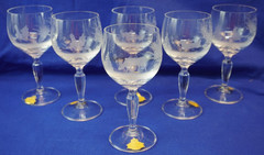 Wildlife Hunting Man Cave Crystal Set of 6 White Wine Glasses NWT Germany (Y7)